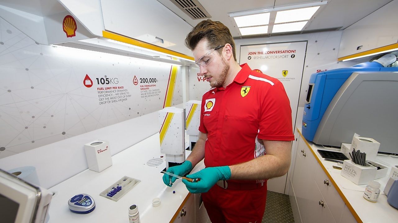 shell scientist on the scuderia ferrari lab
